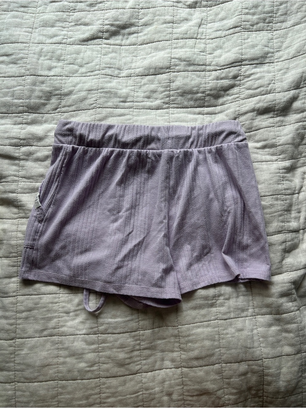 Roxy Lavender Ribbed Drawstring Athletic Shorts - Picture 3 of 6